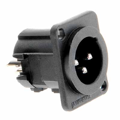 XLR 3 PINES MACHO DE PANEL INTERIOR PIN HUECO PLASTICO